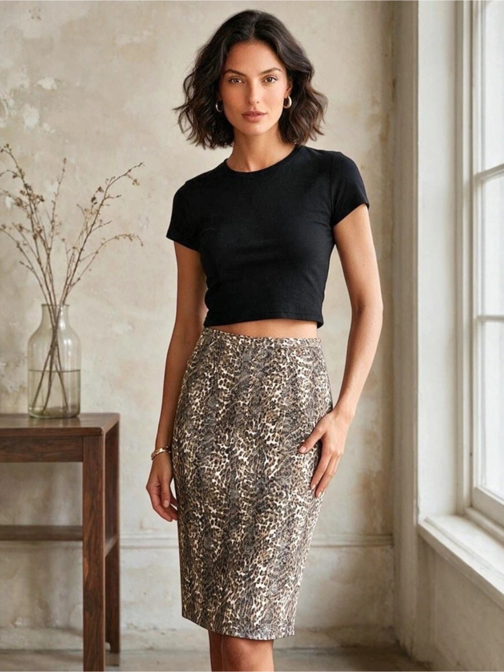NWOT Alberto Makali Animal Print Midi Skirt Size 4